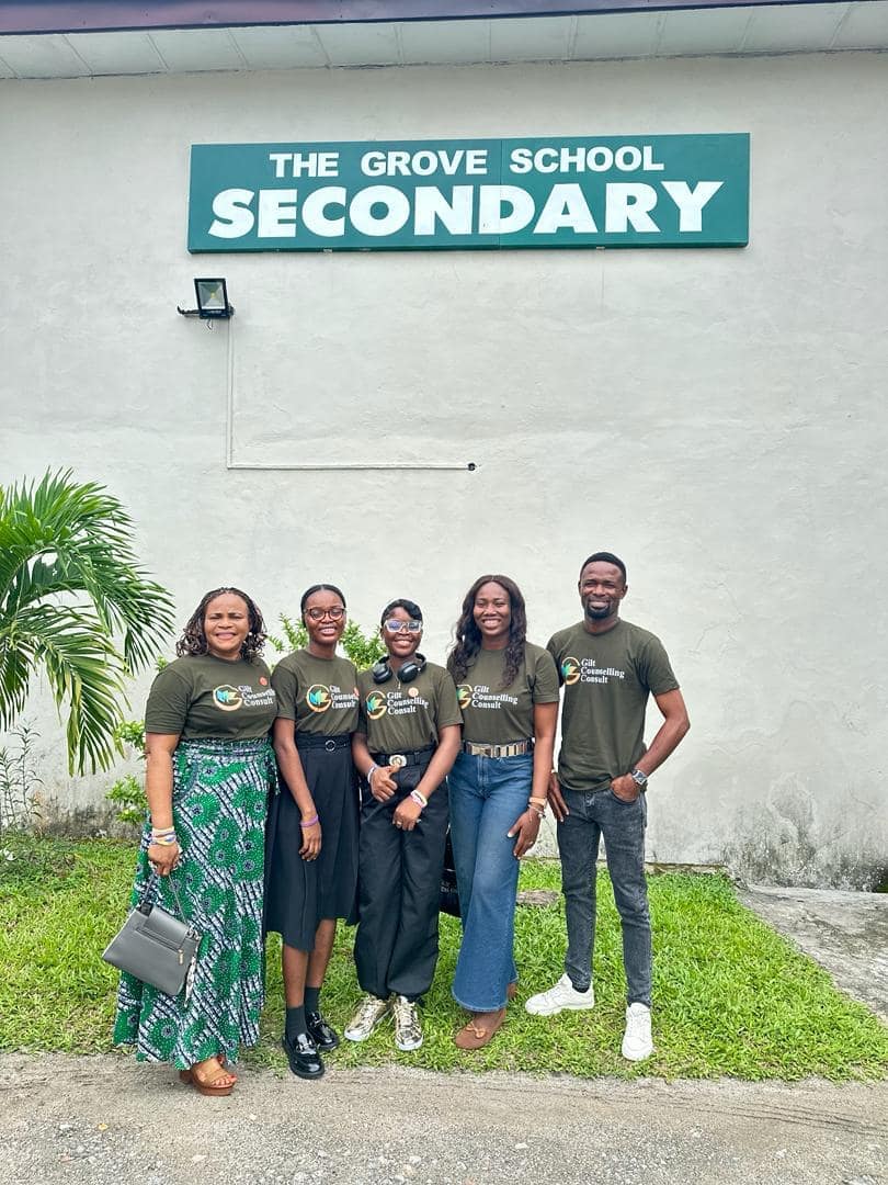 The Gilt Counselling Consult team outside The Grove School Secondary during a schools outreach visit